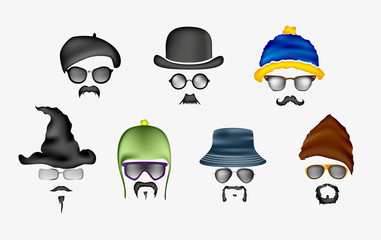 hats with sunglasses and mustache