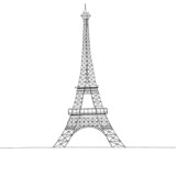 Fototapeta Boho - Paris Eiffel Tower Sketch Illustration