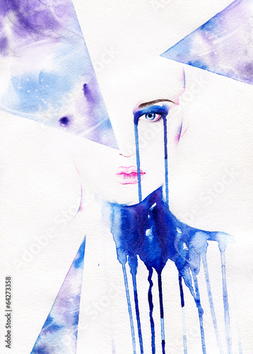 Plakat na zamówienie abstract watercolor .woman portrait