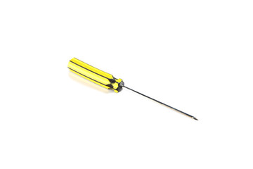 Yellow tool of screwdriver isolated.