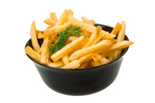 French Fries On White Background