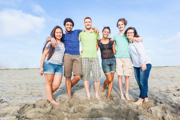 Multiracial Group of Friends at Beach