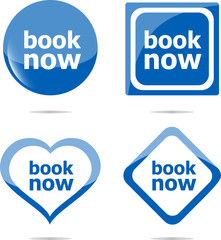Fototapete - stickers label set business tag with book now word