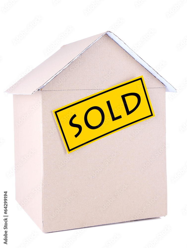 Cardboard house isolated on white