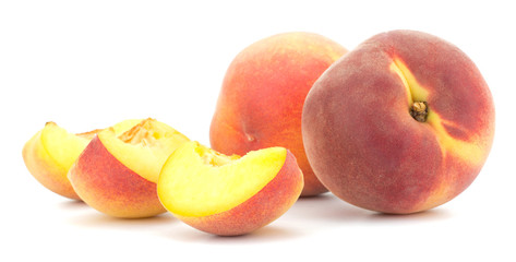 Wall Mural - Ripe peach fruit isolated on white background