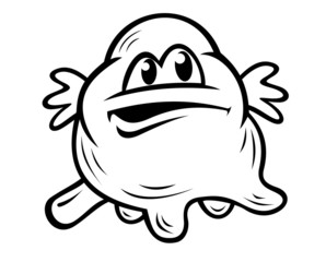 Poster - Fat little black and white Halloween monster