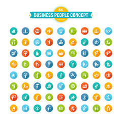 Poster - set of flat design business people concept icons
