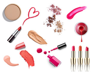 Wall Mural - make up beauty lipstick nail polish liquid powder mascara pencil