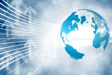 Poster - Global business graphic in blue
