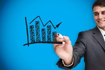 Poster - Composite image of businessman drawing graph