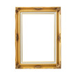Golden photo frame isolated on white background