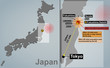 Detailed map of Japan with seismic epicenter