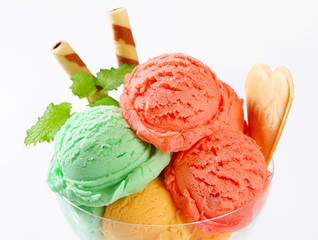 Wall Mural - Fruit sherbets in ice cream coupe