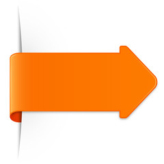 Wall Mural - Long orange sticker arrow with shadow & copy space