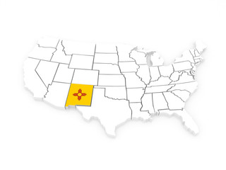  Three-dimensional map of New Mexico. USA.