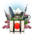 © Zarya Maxim - Japan, japan landmarks, travel and retro suitcase
