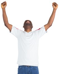 Sticker - Excited handsome football fan cheering