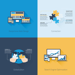 Poster - Four flat web design and business vector concepts