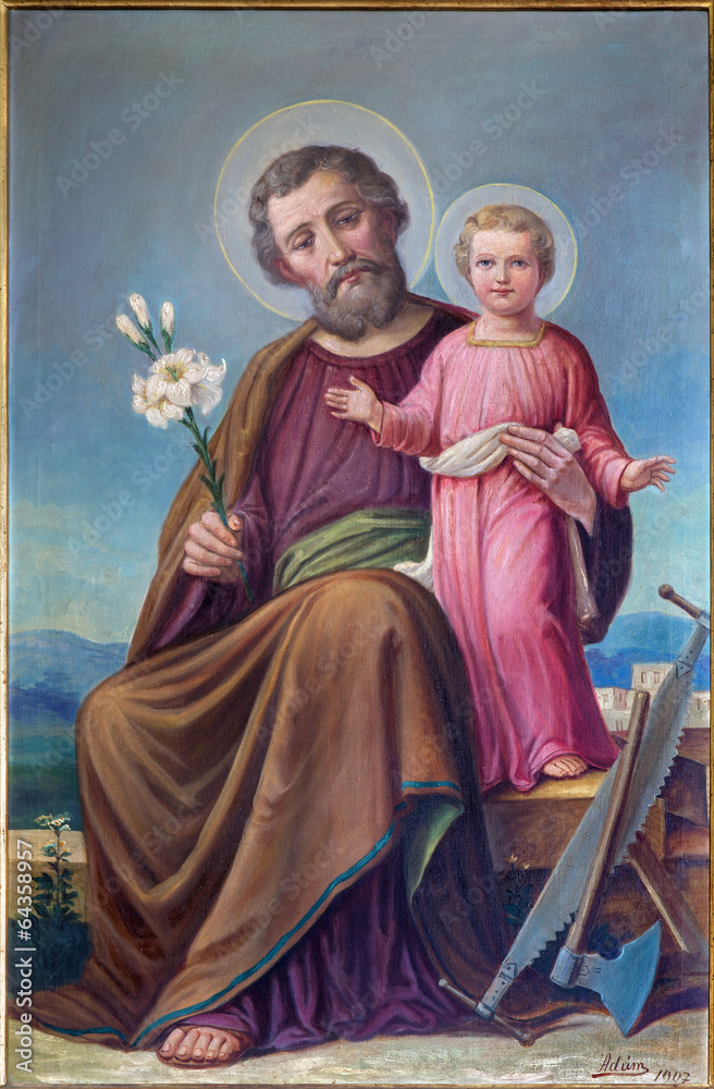 Obraz św. Józefa - obrazy, fototapety, plakaty 