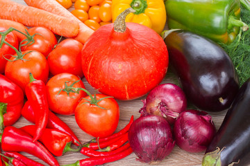 Wall Mural - fresh colorful rope vegetables on a table