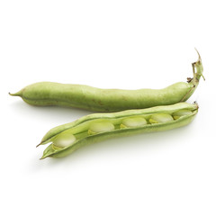 Poster - Broad beans on a white background