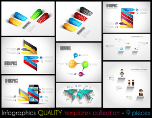 Poster - Collection of 9 quality Infographic Templates.