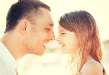 Poster - happy father and child girl having fun