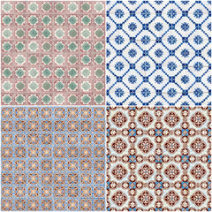Naklejka na meble Set of four ceramic tiles patterns