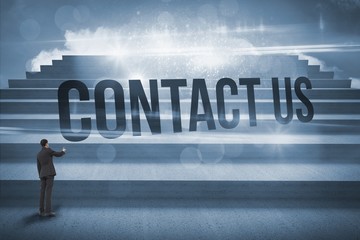 Poster - Contact us against steps against blue sky