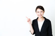 © taka - asian businesswoman showing on white background