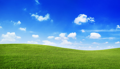 green hills with blue sky