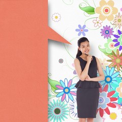 Poster - Composite image of thoughtful asian businesswoman with speech bu