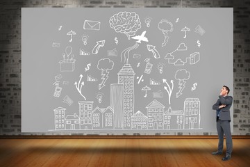 Poster - Composite image of thinking businessman