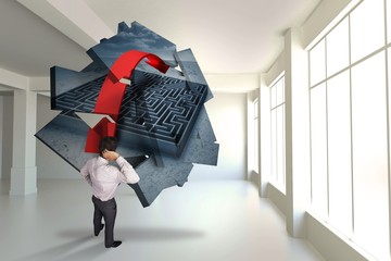 Poster - Composite image of thinking businessman scratching head