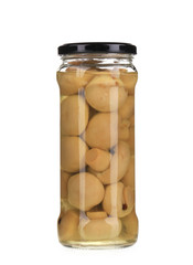 Wall Mural - Marinated champignon mushrooms in glass jar.