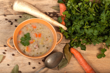 Poster - Soup with buckwheat and vegetables.