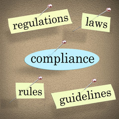 Wall Mural - Compliance Rules Regulations Laws Guidelines Bulletin Board