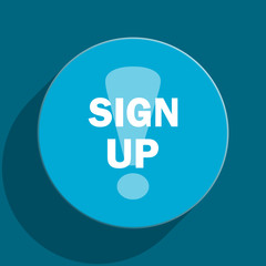 Aufkleber - sign up blue flat web icon