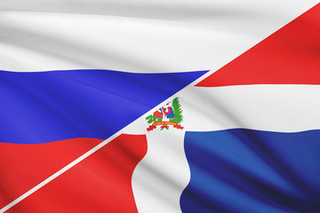 Wall Mural - Series of ruffled flags. Russia and Dominican Republic.