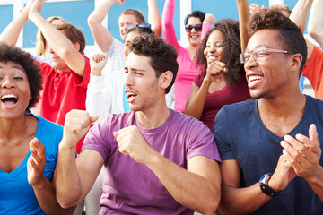 Canvas Print - Audience Cheering At Outdoor Concert Performance