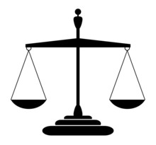 Justice Scales Silhouette - Balanced, Isolated