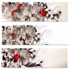 Poster - Business cards set with flowers