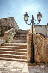 stone stairs with lantern