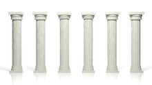 Ancient Marble Pillars In A Row Isolated On White