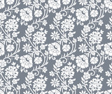 Floral silver seamless background