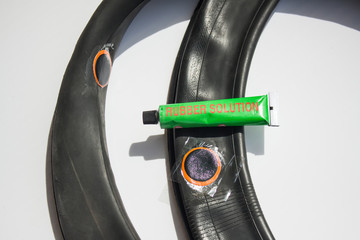 rubber patch on the bicycle wheel
