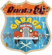 Route 66 Garage Sign,fictional Car Design, Vector Eps 10
