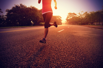 Sticker - fitness woman running on road