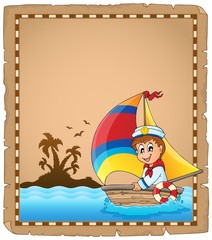 Sticker - Parchment with sailor in boat 1