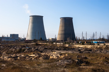 Cooling towers of the cogeneration plant near Kyiv, Ukraine